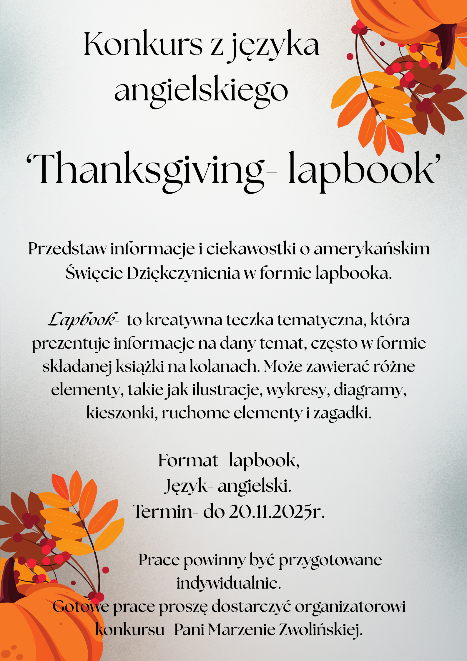 Konkurs z języka angielskiego ‘THANKSGIVING- LAPBOOK’