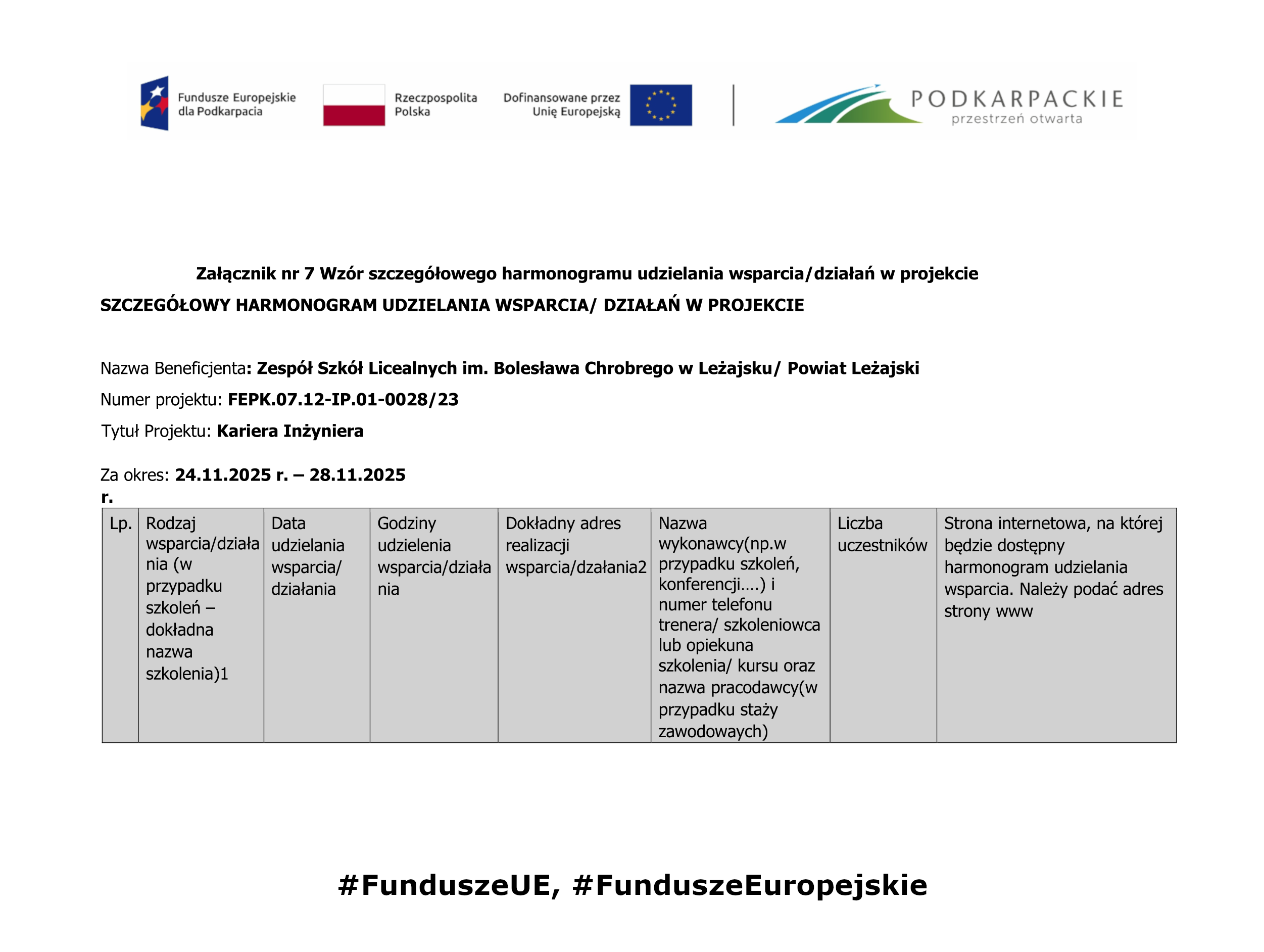 Harmonogram – Bezpieczny Świat Cyfrowy